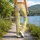 Yellow And White Gingham Checks For Yoga Pilates And Bright Everyday Outfits Leggings - 12