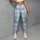 Light Blue Plaid Checks for Yoga Pilates Commutes and Everyday Casual Style Leggings - 4