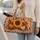 Golden Sunflower, Pumpkin And Maple Leaf Autumn Harvest For Cozy Fall Travel Getaways Quilted Weekend Bag - 2