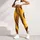 Yellow Brown Vertical Stripes for Yoga Pilates Commuting and Everyday Style Leggings - 5