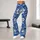 Ivory Wildflower Vines on Cobalt Blue for Yoga, Pilates and Everyday Wear Leggings - 11