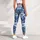 Ivory Wildflower Vines on Cobalt Blue for Yoga, Pilates and Everyday Wear Leggings - 5