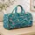 Teal Ocean Waves and Coral Hearts for Beach Days, Coastal Travel, and Summer Getaways Quilted Weekend Bag - 4
