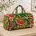 Golden Watermelon and Teal Palm Leaves for Sunny Summer Getaways and Beach Escapes Quilted Weekend Bag - 4