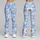 Powder Blue Daisy Florals for Yoga, Pilates and Everyday Spring Style Leggings - 9