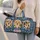 Corgi Portraits, Orange Butterflies and Daisies for Cheerful Weekend Getaways and Travel Quilted Weekend Bag - 2