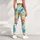 Teal Coral Yellow Abstract Shapes for Yoga Pilates and Bright Everyday Activewear Style Leggings - 5