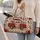 Red Vintage Camper Van and Roses for Romantic Road Trips and Weekend Getaways Quilted Weekend Bag - 2