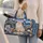 Blueberry Seaside Cat and Lighthouse for Coastal Weekend Getaways Quilted Weekend Bag - 2
