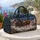 Rustic Blue Horse-Drawn Winter Wagon Through Snowy Pines for Cozy Holiday Travel Quilted Weekend Bag - 5
