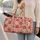 Peach Floral Checkerboard Blooms for Weekend Getaways and Sunny Beach Escapes Quilted Weekend Bag - 2