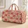 Peach Floral Checkerboard Blooms for Weekend Getaways and Sunny Beach Escapes Quilted Weekend Bag - 1