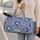 Cobalt Sleeping Cat Medallions for Coastal Getaways and Relaxed Beach Weekends Quilted Weekend Bag - 2