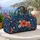 Midnight Navy Coral And Aqua Wildflowers For Lakeside Getaways And Summer Travel Quilted Weekend Bag - 5