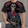Neon Skeleton Mariachi with Guitar for Day of the Dead Celebrations and Nightlife All-over Print Unisex T-shirt - 4