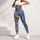 Distressed Indigo Denim and Tribal Patchwork for Y2K Streetwear and Festival Outfits Leggings - 4