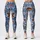 Distressed Indigo Denim and Tribal Patchwork for Y2K Streetwear and Festival Outfits Leggings - 3