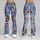 Distressed Indigo Denim and Tribal Patchwork for Y2K Streetwear and Festival Outfits Leggings - 9