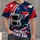 Football Helmet Red Navy Game Day Spirit for Youth Fans on Stadium Saturdays and Tailgates All-over Print Unisex T-shirt - 4