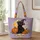 Black Cat Witch Hat and Pumpkin Halloween Travel Companion for Cozy Autumn Getaways Quilted Tote Bag - 1