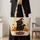 Black Cat in Witch Hat with Pumpkins for Spooky Autumn Halloween and Cat Lovers Quilted Tote Bag - 4