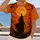 Lantern Witch Beneath a Harvest Moon for Halloween Night Celebrations and Autumn Gatherings All-over Print Unisex T-shirt - 2