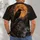 Gothic Raven and Howling Wolf Under a Full Moon for Moody Autumn Nights All-over Print Unisex T-shirt - 4