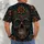 Ornate Floral Sugar Skull with Teal Blooms for Bold Everyday Alternative Style Wear All-over Print Unisex T-shirt - 4