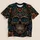 Ornate Floral Sugar Skull with Teal Blooms for Bold Everyday Alternative Style Wear All-over Print Unisex T-shirt - 5
