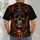 Flames Western landscape Fiery Cowboy Skull and Desert Rider for Western Nights, Ranch All-over Print Unisex T-shirt - 4