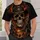 Flames Western landscape Fiery Cowboy Skull and Desert Rider for Western Nights, Ranch All-over Print Unisex T-shirt - 6