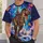 Dinosaur Cat and Pizza Space Scene for Playful Party Style and Everyday Wear All-over Print Unisex T-shirt - 6