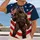 Furry Tactical Gorilla with American Flag for Summer Celebrations and Casual Patriotic Style All-over Print Unisex T-shirt - 2