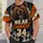 Fierce Bear Football Number 34 for Game Day Training and Dedicated Sports Fans All-over Print Unisex T-shirt - 6