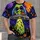 Alien UFO Halloween Scene with Candy, Pumpkins and Black Cat for Trick or Treat All-over Print Unisex T-shirt - 1