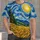 Golden Sun Over Wheat Fields Mosaic Landscape for Art Lovers and Nature Walks All-over Print Unisex T-shirt - 1