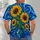 Sunflower Vase Under Swirling Blue Skies for Everyday Casual Botanical Style and Gifts All-over Print Unisex T-shirt - 4
