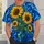 Sunflower Vase Under Swirling Blue Skies for Everyday Casual Botanical Style and Gifts All-over Print Unisex T-shirt - 6