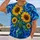 Sunflower Vase Under Swirling Blue Skies for Everyday Casual Botanical Style and Gifts All-over Print Unisex T-shirt - 2