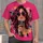 Pink Heart Sunglasses Singer Portrait for Concert Nights and Music Lovers of Pop Culture All-over Print Unisex T-shirt - 1
