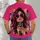Pink Heart Sunglasses Singer Portrait for Concert Nights and Music Lovers of Pop Culture All-over Print Unisex T-shirt - 4