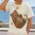 Reclining Brown Bear and Daisies for Cozy Casual Days and Nature Lovers All-over Print Unisex T-shirt - 2