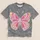 Pink Butterfly on Washed Gray for Casual Outings, Youth Style, and Everyday Wear Unisex All-over Print Unisex T-shirt - 5