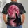Howling Wolf and Pink Full Moon Night Scene for Outdoor Adventures and Nature Lovers All-over Print Unisex T-shirt - 4