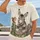 Donkey and Squirrel on Rustic Fence for Cozy Nature Walks and Woodland Days All-over Print Unisex T-shirt - 2
