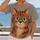 Rust Red Cat With Teal Glasses for Relaxed Everyday Style and Playful Cat Lovers All-over Print Unisex T-shirt - 2