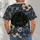 Sleeping Black Cat Among Blue and Beige Flowers for Cozy Everyday Casual Style All-over Print Unisex T-shirt - 4