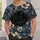 Sleeping Black Cat Among Blue and Beige Flowers for Cozy Everyday Casual Style All-over Print Unisex T-shirt - 6