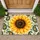 Golden Sunflower With Green Paisley Accents for Cheerful Farmhouse Entryway Style Doormat - 1