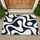 Navy Blue and Ivory Organic Curves for Calm Coastal Entryway and Modern Home Style Doormat - 1